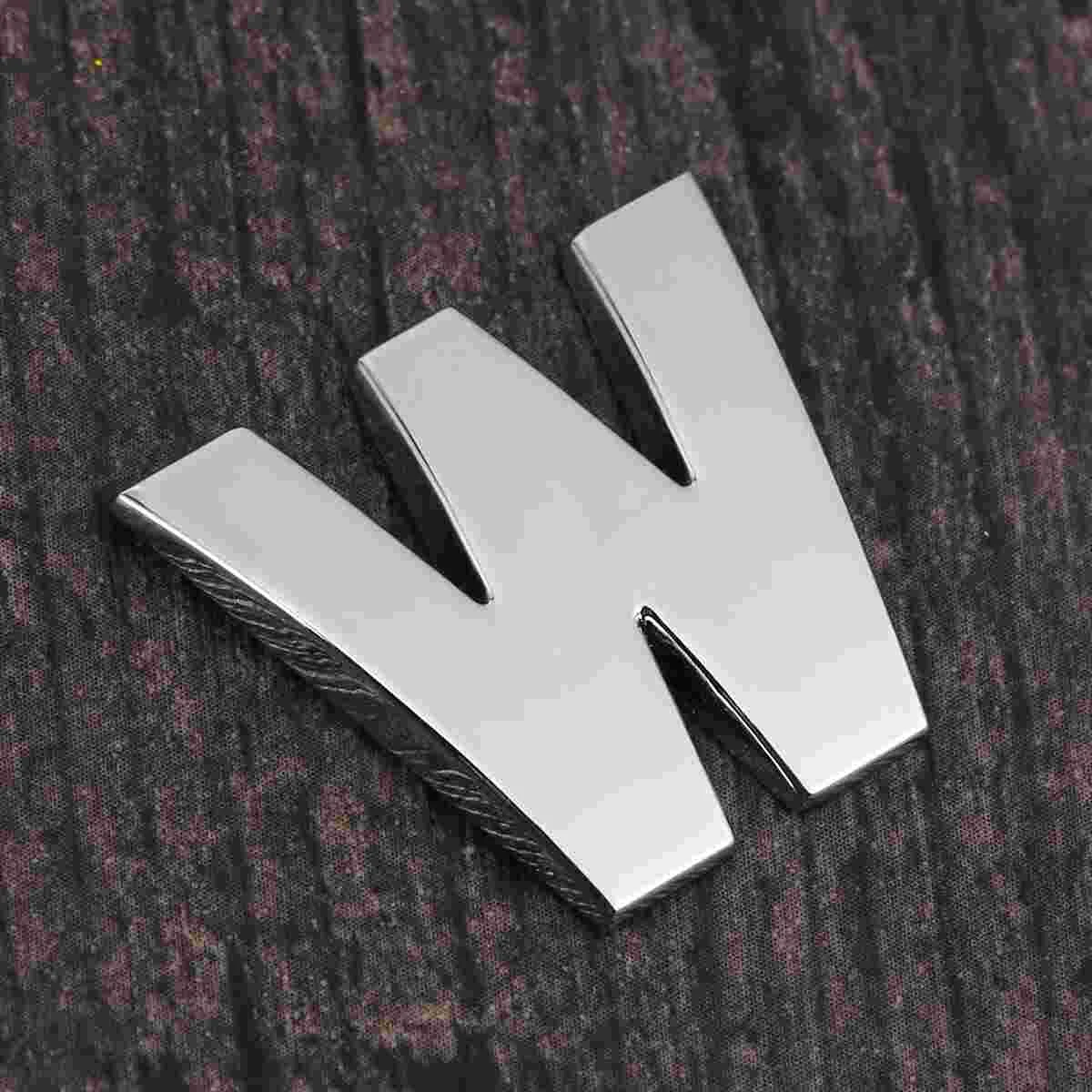 

3D DIY Metallic Alphabet Sticker Car Emblem Letter Silver Badge Decal(Silver W)