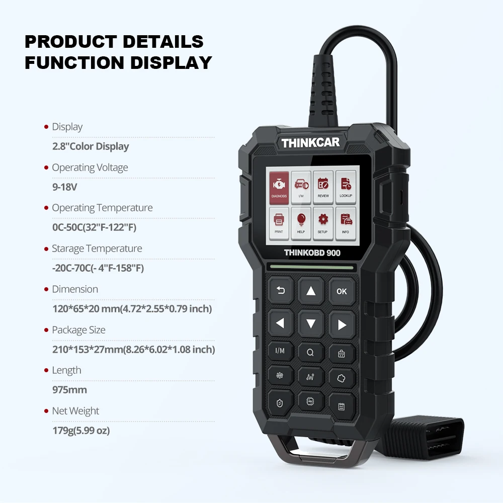 THINKCAR THINKOBD 900 OBD2 Big Display Diagnostic Tool Car Code Reader for Mechanics Check Engine Scanner Lifetime Free Upgrade |