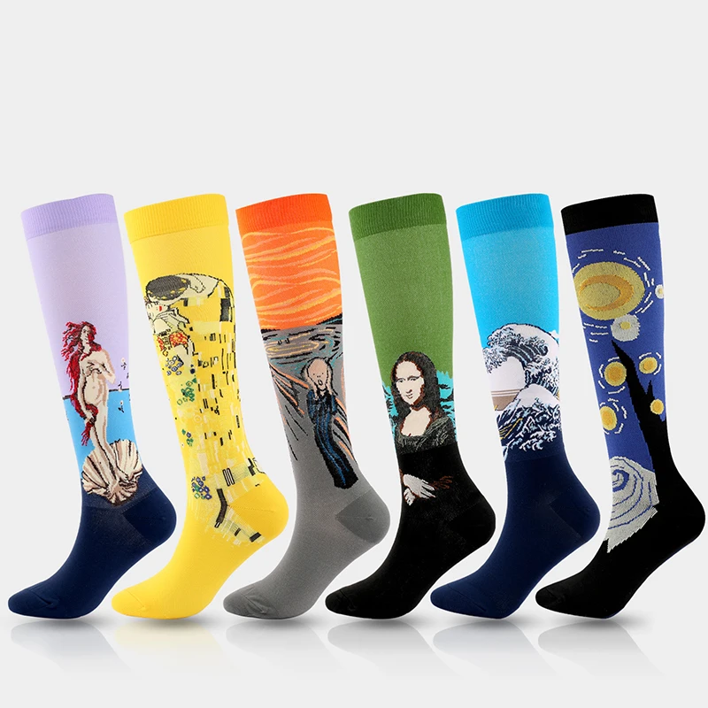 

New Autumn Winter Retro Women Art Van Gogh Mural World Famous Oil Painting Series Men Socks Halloween Funny Socks Dropshipping