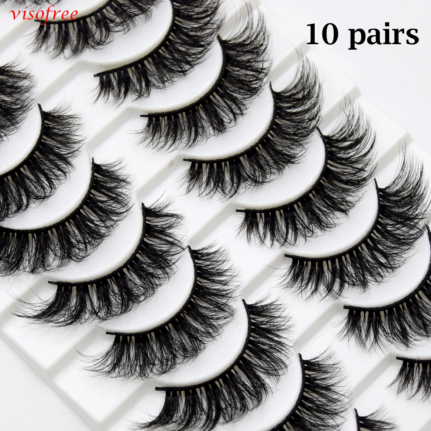 

10 Pairs Eyelashes Natural Long 3D Mink Lashes Fluffy Volume Mink False Eyelashes Cruelty Free Wispy Lashes Makeup Cilios FL07