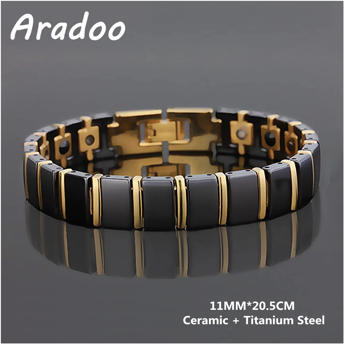 

Aradoo Ceramic Negative Ion Anti-Radiation Bracelet Titanium Steel Magnetic Fat Burning Weight Loss Bracelet