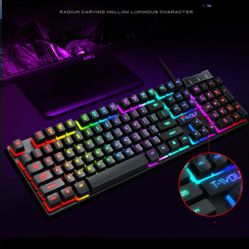 Проводная игровая клавиатура с RGB-подсветкой USB 104 клавиш