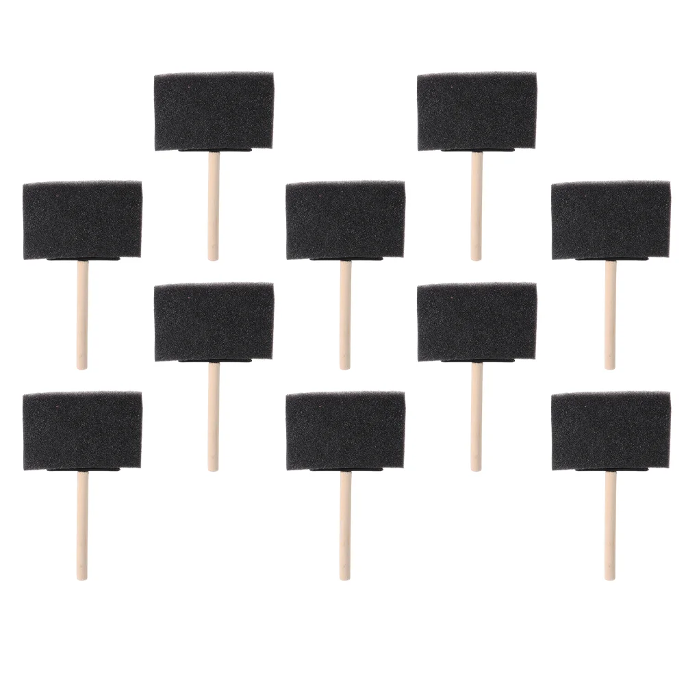 

10pcs Variety Pack Sponge Wood Handle Brush Set Lightweight for Acrylics Varnishes Crafts Tools 4 Inches