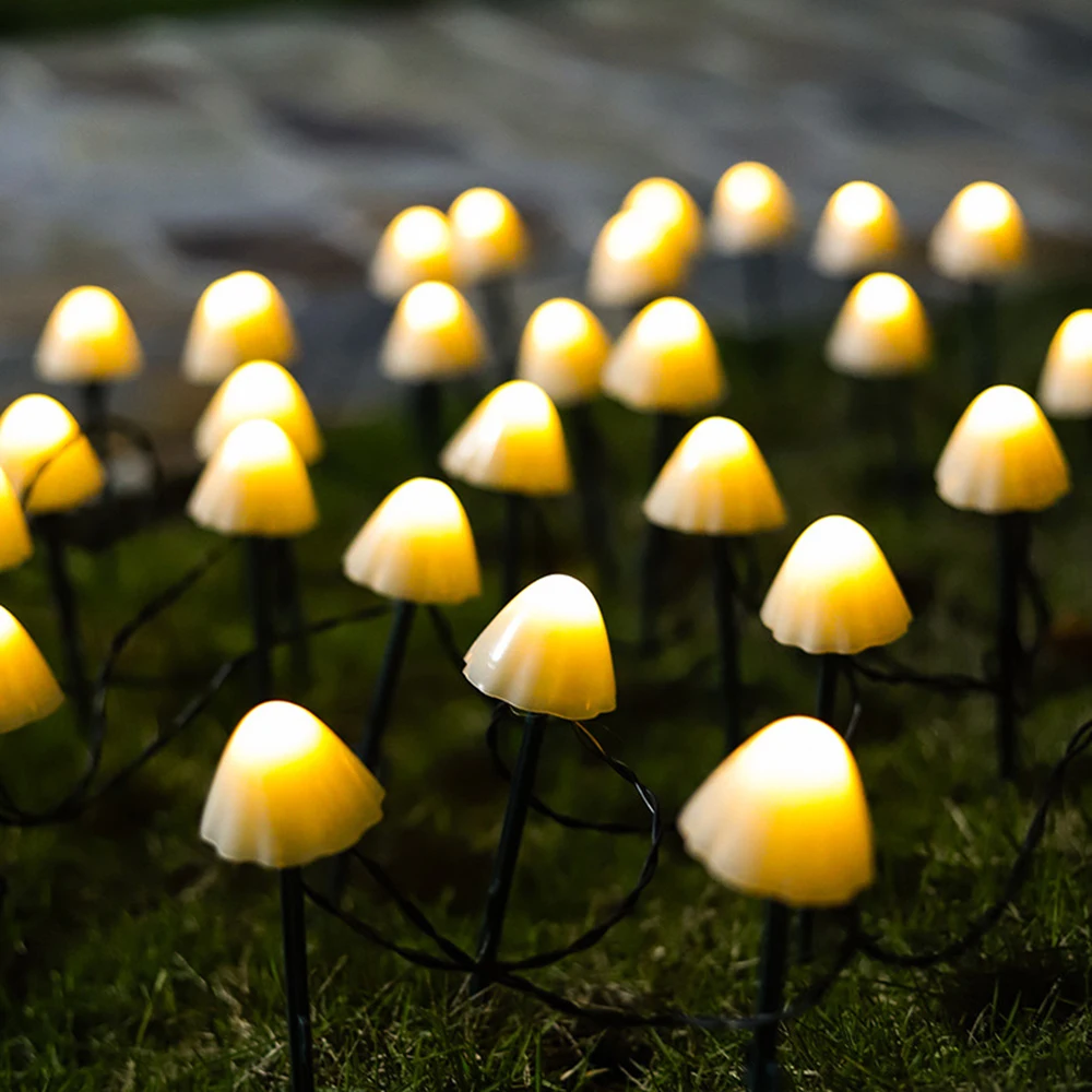 

10-50 LED Lights Outdoor Solar Mushroom Night Light Courtyard Garden Lawn Ground Lamp Atmosphere Layout Decorative Lamp
