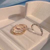 korean fashion gold silver rose gold micro inlaid ring opening adjustable enganement rings for women jewelry wedding party gift