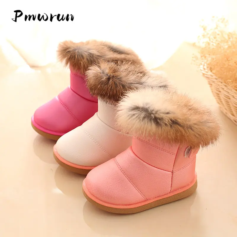 1-6 Years Kids Fashion Winter Warm Boots Children Outdoor Climb Run Casual Daily Fur Plush Shoes Student Flat Ankle Snow Shoes