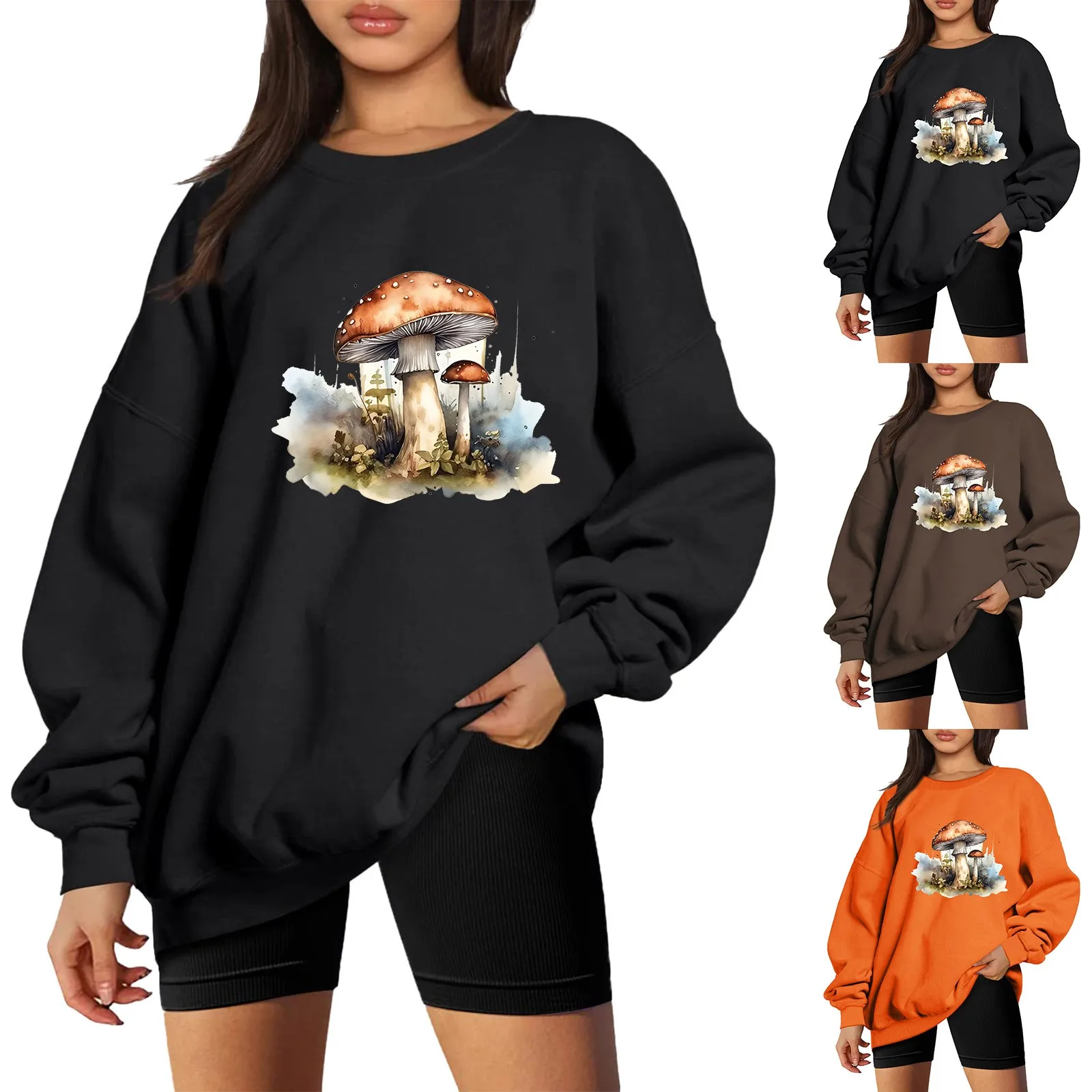

Womens 2023 Oversized Sweatshirts Hoodies Fleece Crew Neck Pullover Sweaters Casual Comfy Fall Fashion Outfits Clothes