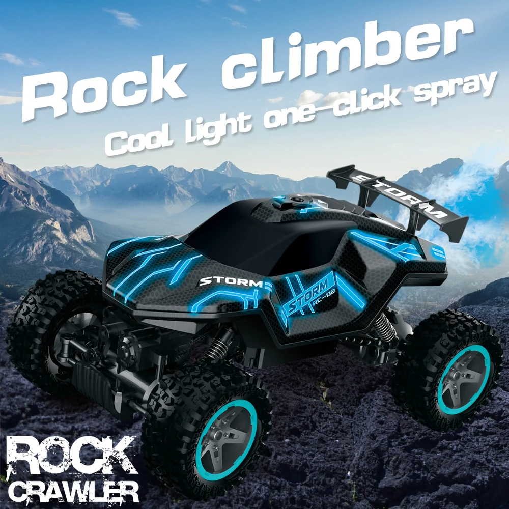 2 4G 4 WD Rock Climber Cool светильник один клик спрей RC автомобиль быстрое Вождение игрушка