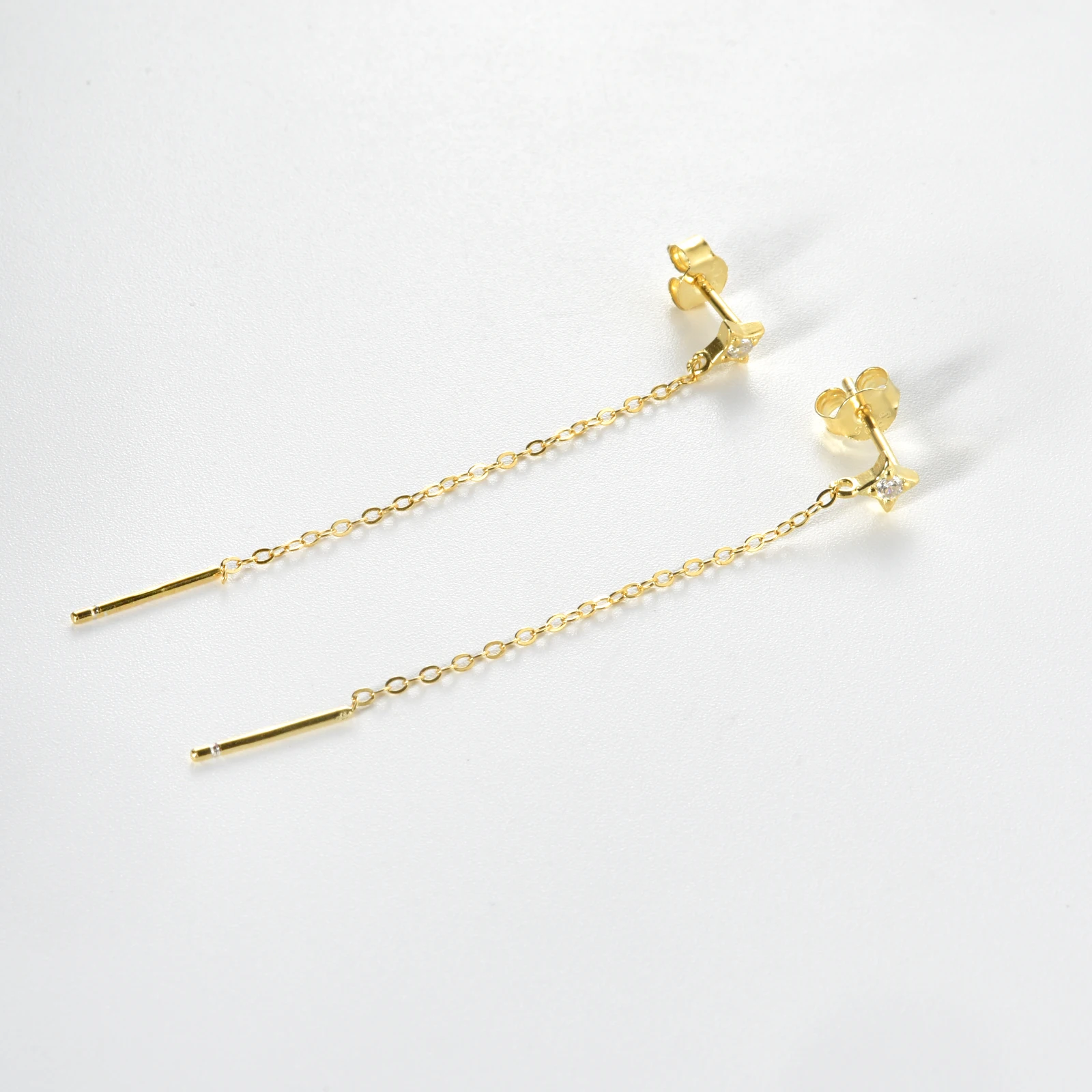 ANDYWEN 925 пробы Серебряный Золотой Циркон CZ звезда цепь 45 см длинные роскошные