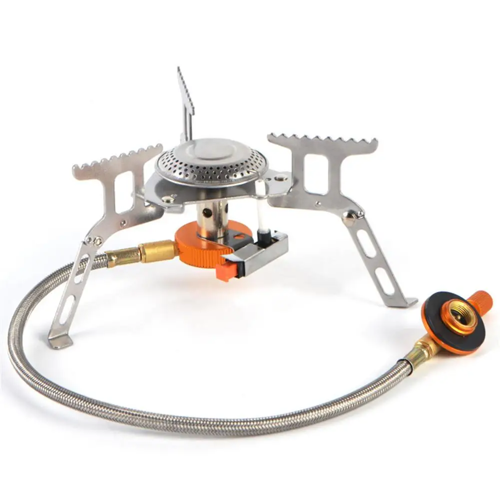 

Stainless Steel Outdoor Camping Gas Stove Piezoelectric Ignition System Safe Split Gas Cooker Foldable Portable Cooking Tool