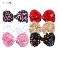 10pcslot cute 4inches bow with sequins for mouse ears headband festival hairpins girls bling diy hair accessories