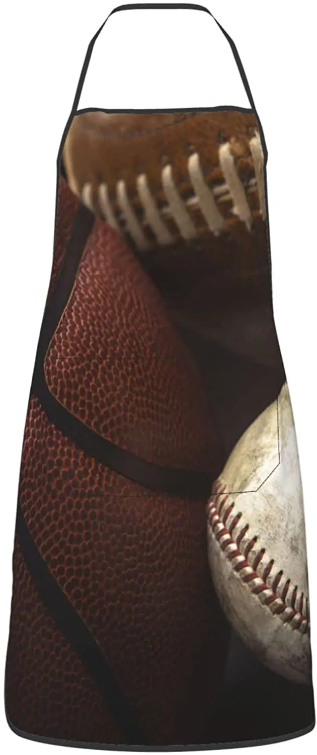 

Фартук с Бейсбольным принтом, Кухонные фартуки, водонепроницаемый нагрудник с 2 карманами, Кухонный Фартук унисекс