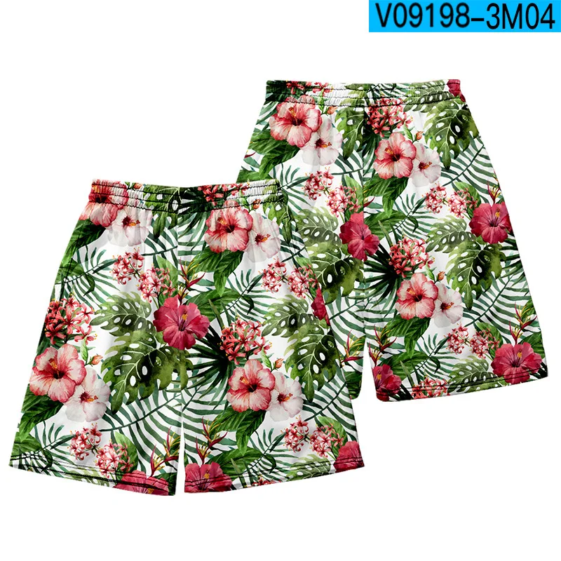 Men Summer Beach Shorts Print Casual Loose Sleep Bottoms S-4XL Elastic Waist Pajamas Pant Thin Rayon Home Trousers