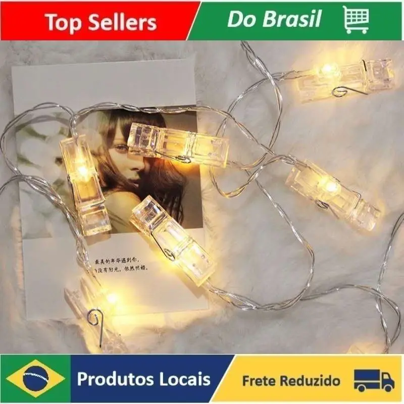 

Cordão Pregador Varal 10 Fotos Led Decoração Branco Quente