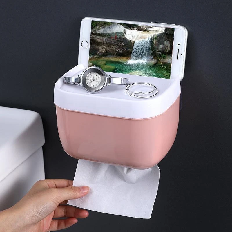 

2023NEW Mount Tissue Holder for Bathroom Storage Box Punch-Free Home Supplies Phone Rack Case Toilet Paper Holder Waterproof