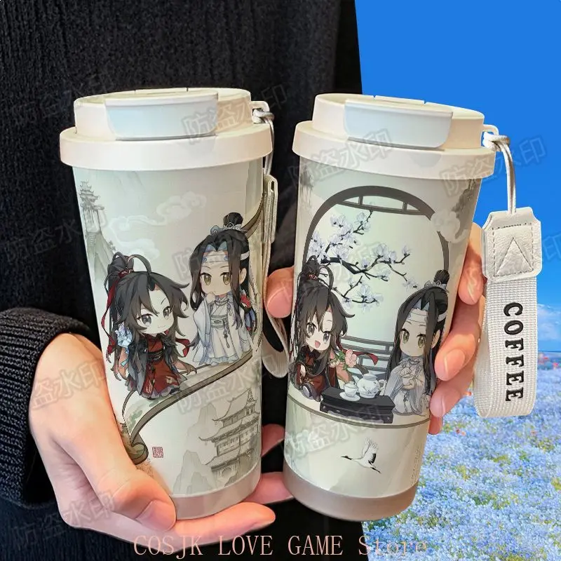 Фото Anime MDZS Wei wuxian Lan wangji 316 Stainless Steel Water Bottle Thermos Straw Water Cup Large Capacity Coffee Water Cup Gift №1