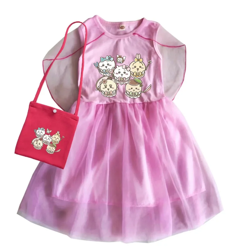 

Kawaii Chikawa Cats Dress for Baby Girls Short Sleeve Casual Dresses Kids Halloween Wedding Party Vestidos Children's Clothing