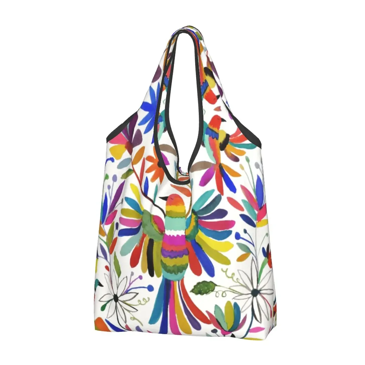 

Mexican Otomi Bird Grocery Tote Shopping Bag Women Custom Animal Embroidery Shoulder Shopper Bag Large Capacity Handbags
