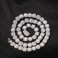 9mm silver color zircon bling bling iced out brass chain cz necklace fashion hip hop jewelry bn027