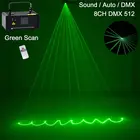 Лазерный мини-сканер DPSS 50 МВт с зеленым лучом, беспроводной пульт дистанционного управления