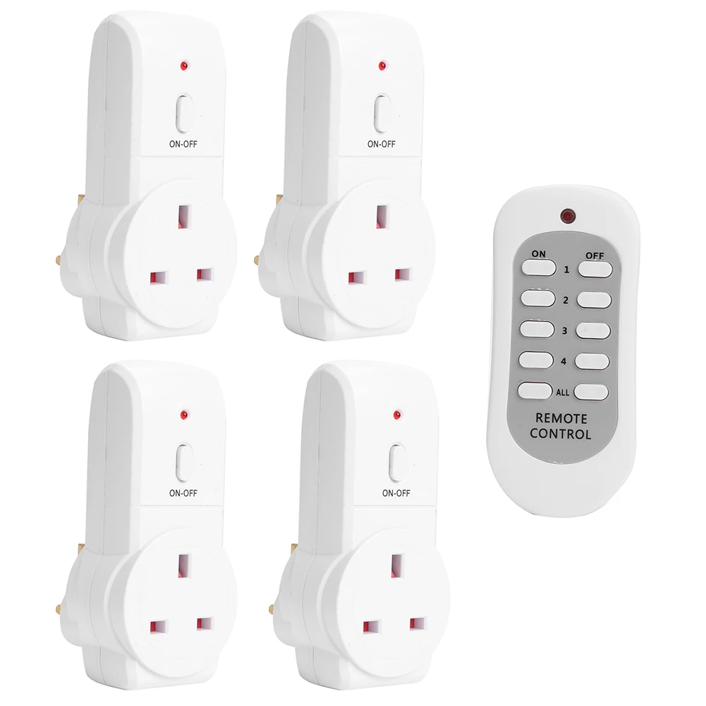 

4pcs UK Plug Exquisite Craftsmanship Sturdy Durable Wireless Remote Control Smart Socket Electrical Outlet Light Switch