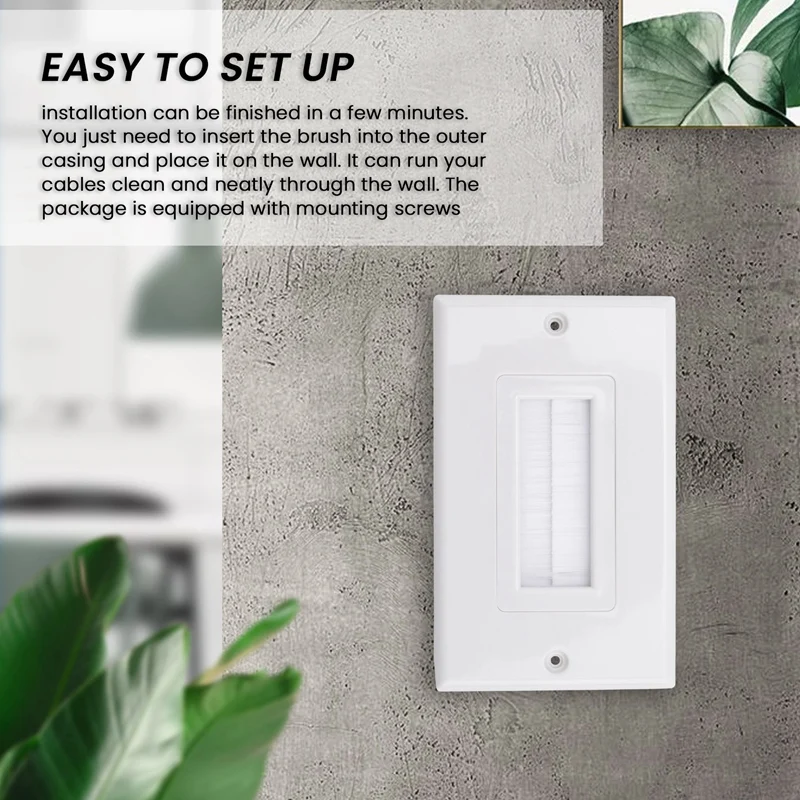 3 Pack Single Brush Wall Plate With Gang Low Voltage Mounting Bracket Cable Pass Through Insert For Wires