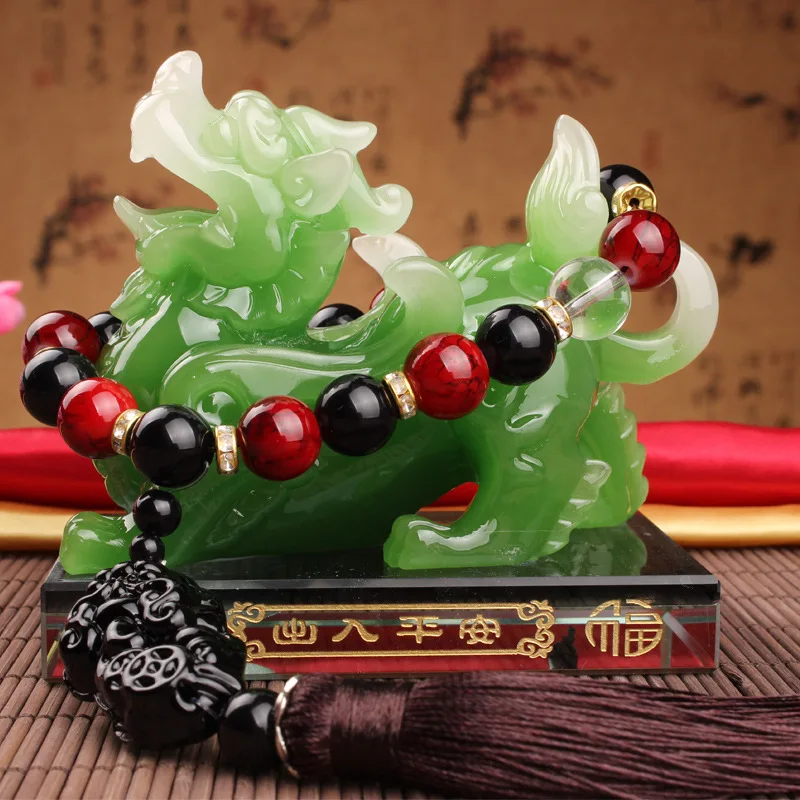 

HOME OFFICE COMPANY SHOP CAR EFFICACIOUS THRIVING BUSINESS GOOD LUCK MONEY DRAWING RESIN JADE DRAGON PI XIU FENG SHUI STATUE