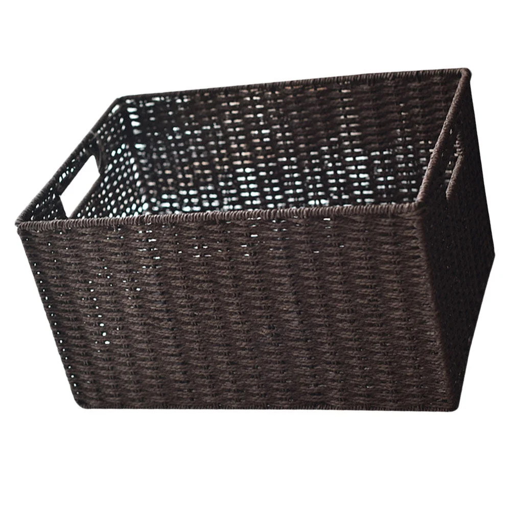 

1Pc Hand- woven Storage Basket Rectangular Wicker Basket Bin Natural Woven Storage Organizers Household Laundry Hampers ( )