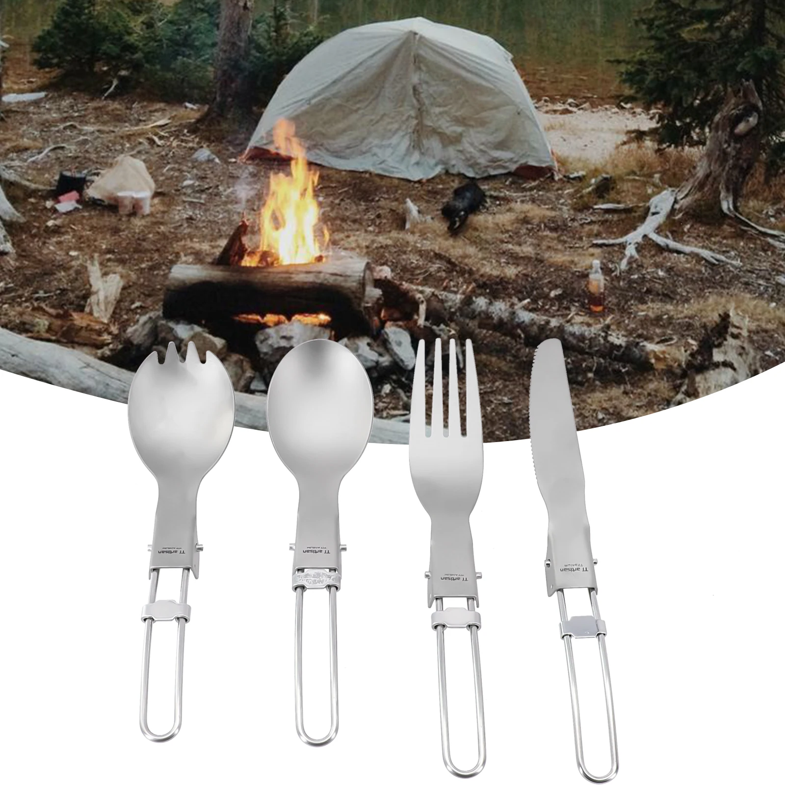 

Titanium Spork Spoon Long Handle Outdor Camping Tableware Portable Ultralight Cooking Environmental Picnic Accessories
