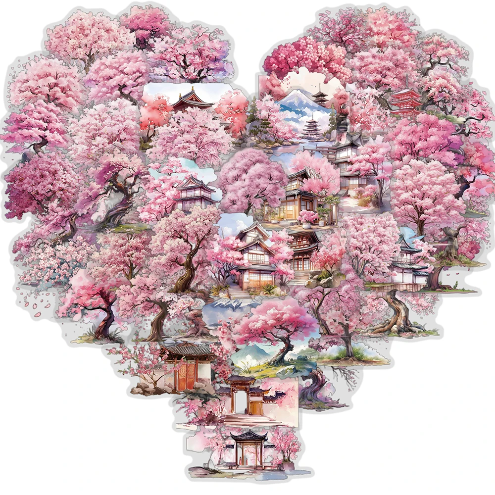 

50 шт. Акварельные вишневые стикеры