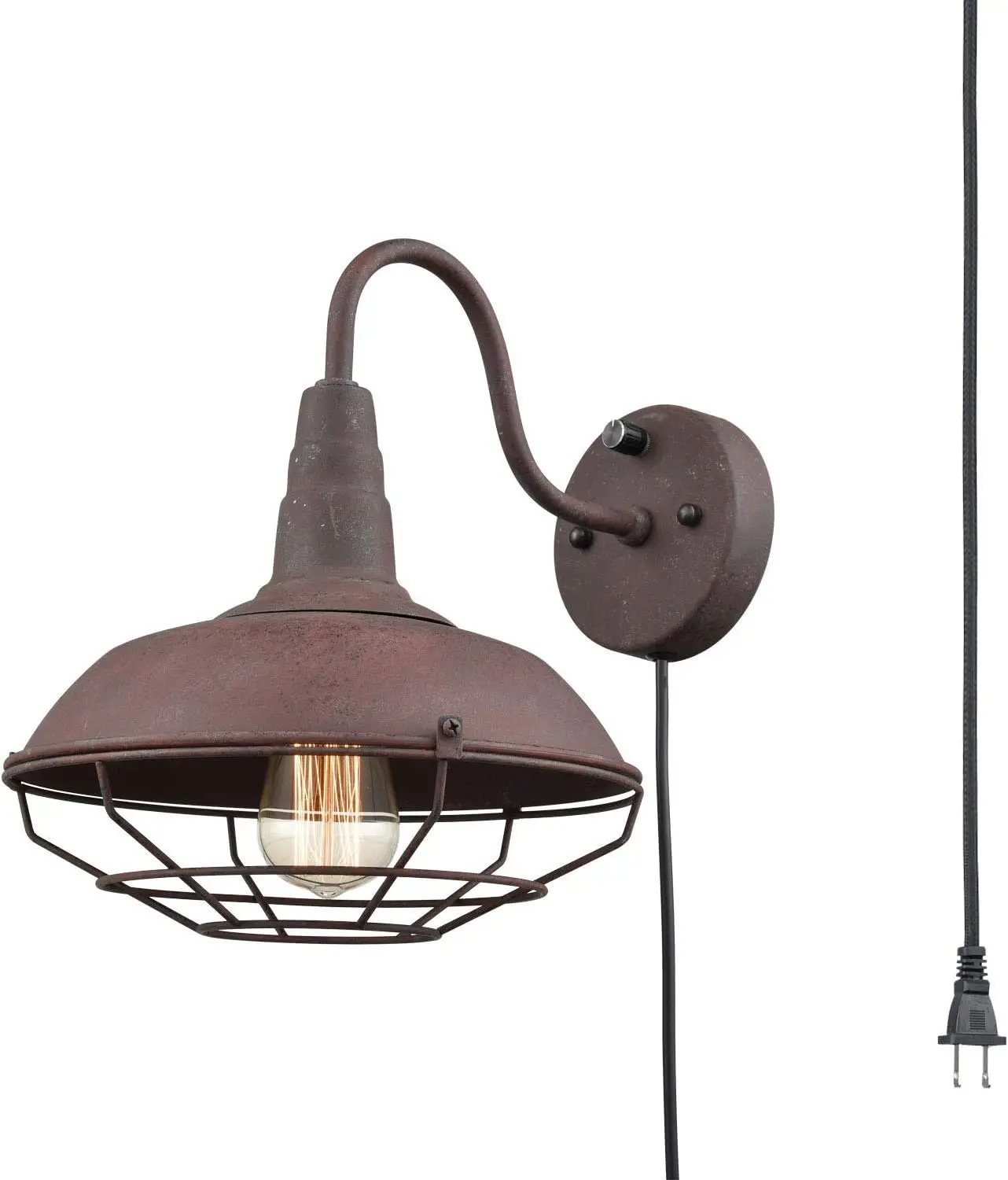 

Lighting Industrial Rust Sconce Plug-in Cage Light Gooseneck Hardwired Sconce Lighting светильник на стену Le