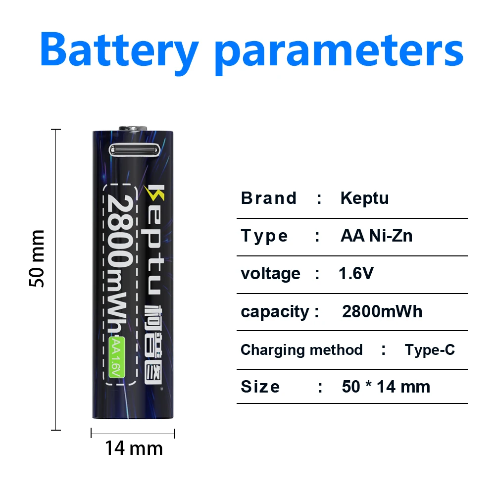 4-24 шт. KEPTU 1 6 В 2800 МВтч батарея типа АА Ni-Zn AA аккумуляторные батареи aa USB для игрушек