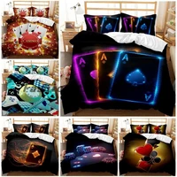 poker jetton clock comforter cover card game bedding set gamer playing duvet cover retro game red black quilt cover decoration