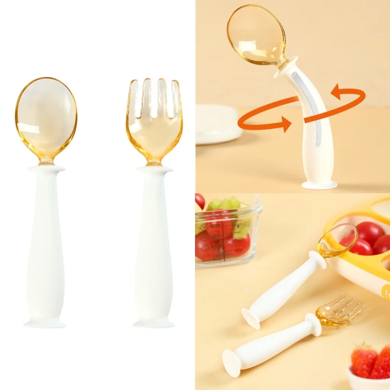 

Soft Bendable Spoon & Fork Set BPA Free Self Eating Kids Tablewear Baby Cutlery