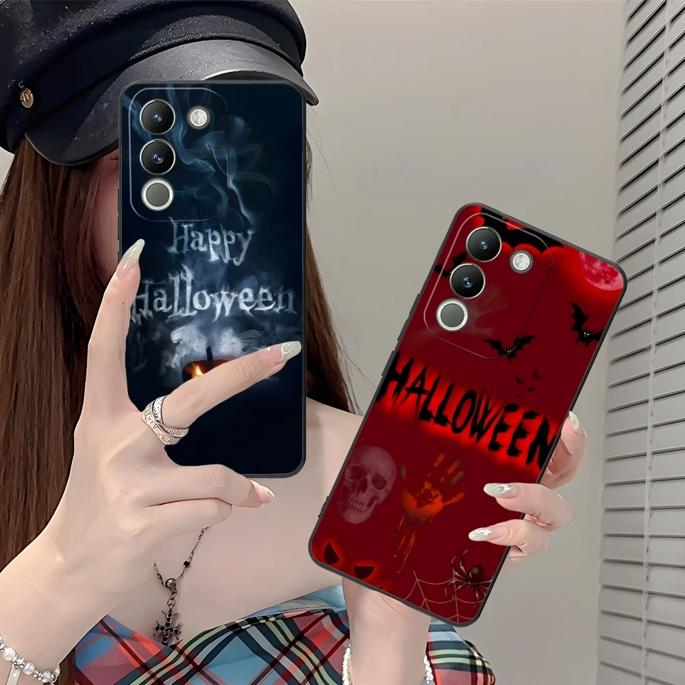 Halloween Pumpkin Mobile Cell Phone Case for VIVO Y95 Y93 Y31 Y20 V19 V17 V15 Pro X60 NEX Black Soft Cover Shell