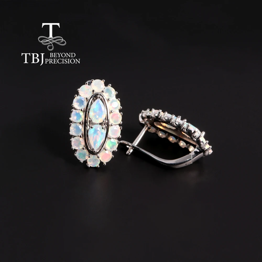 Блестящие Серебряные серьги с опалом 3 5 Карата натуральные драгоценные камни