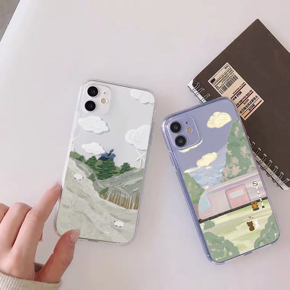 Чехол для телефона прозрачный мягкий iphone 12 11 13 7 8 6 s plus x xs xr pro max mini оригинальный diy