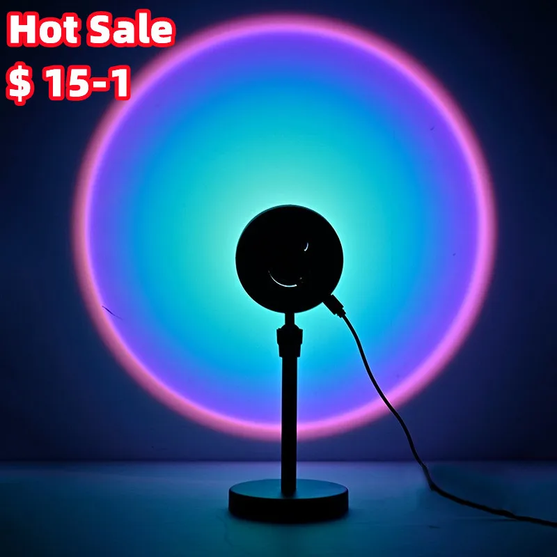 

16 Colors Sunset Projector Lamp Rainbow Atmosphere Led Night Light for Home Bedroom Coffe Shop Background Lamp Light