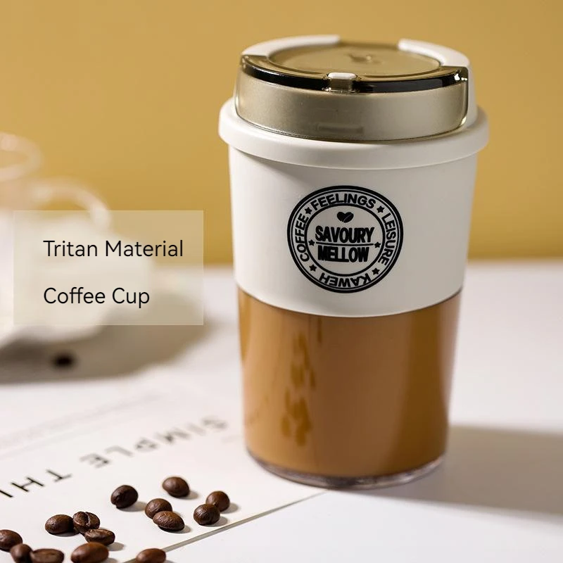 

300ml Tritan Coffee Cup Milk Tea Simple Carry-on Cup Outdoor Leisure Sealed Leak-Proof Portable Cup Vacuum Cup with Cover Gifts