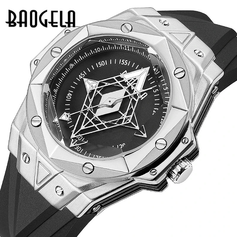 

BAOGELA Luxury Top Brand Quartz Watches Men Silicone strap Military Sports Wristwatch Man Waterproof Watch Relogios Masculino