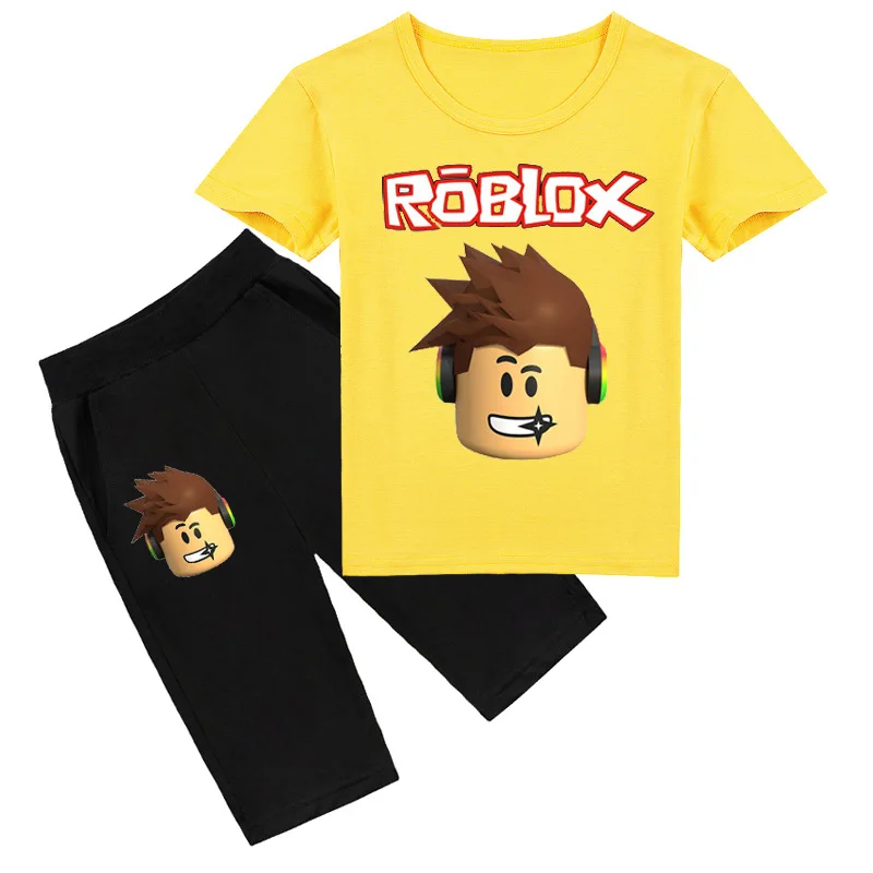 Новинка Детская летняя одежда ROBLOX с принтом мультяшных игр Модная и удобная
