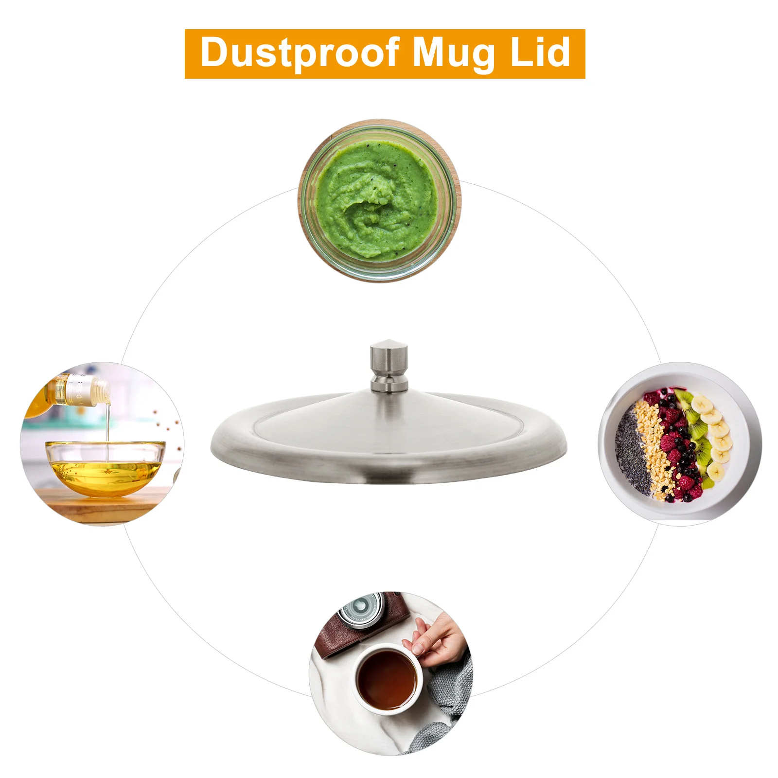 

Cup Cover Lid Mug Covers Drink Coffee Steel Stainless Lidstea Metal Cap Drinks Glass Hot Water Replacement Silicone Keep