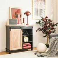 Freestanding Storage Cabinet with Sliding Barn Door Living Room Locker Storage Cabinet Home Furniture