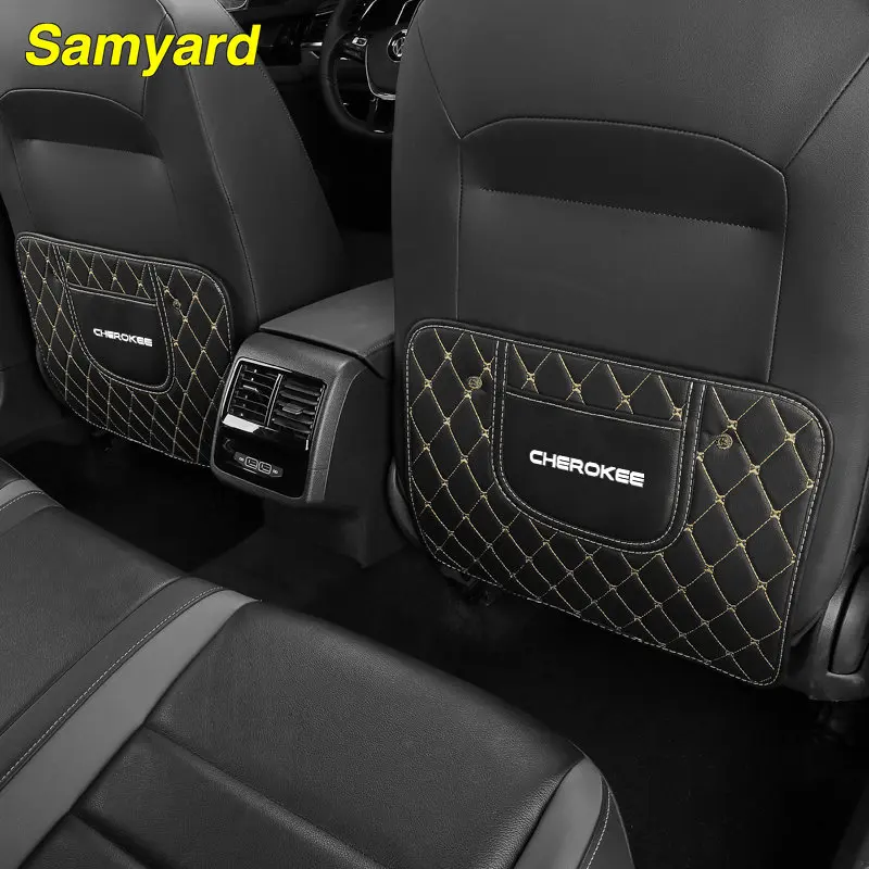 

For Jeep Cherokee Wrangler Renegade Compass Patriot PU Leather Car Seat Back Cover Protector Anti Kick Pad