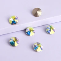 10mm rivoli round k9 glass fancy rhinestone glitter purple gold point back crystal ab stones glue on rhinestones for diy crafts