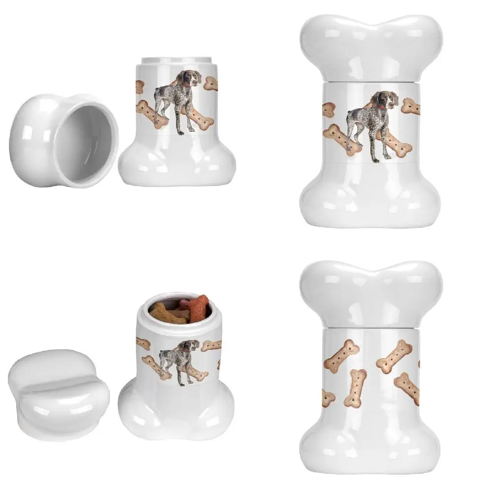 

Amazing Charming Multicolor German Shorthaired Pointer Treat Jar - Fun and Durable Bone-Shaped Container for Your Pets' Favorite
