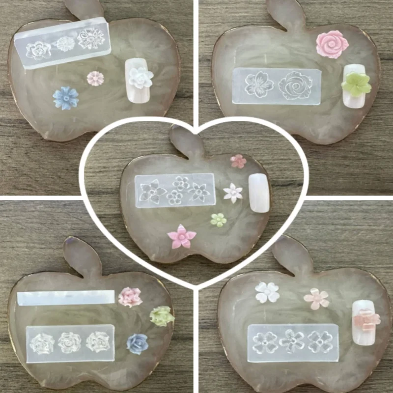 

Пять частей Цветок 3D силиконовые формы многоразовые ногтей усовершенствование цветок мир Роза Сакура Камелия Цветок украшения ногтей искусство