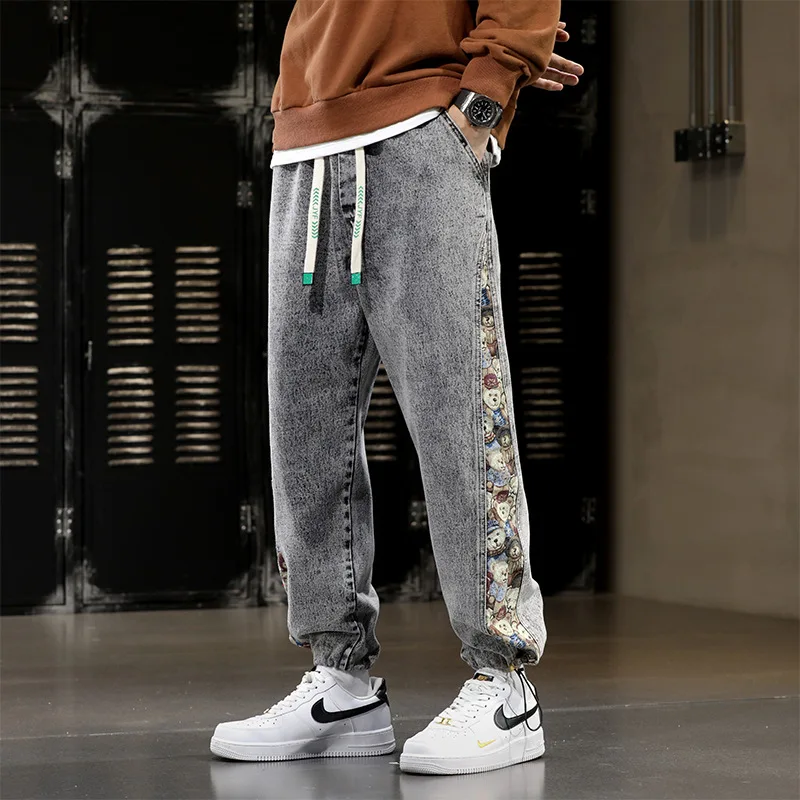 2023 New Men's Jeans Loose Baggy Pants Fashion Patchwork Wide Leg Denim Joggers Men Hip Hop Streetwear Straight Jean Trousers