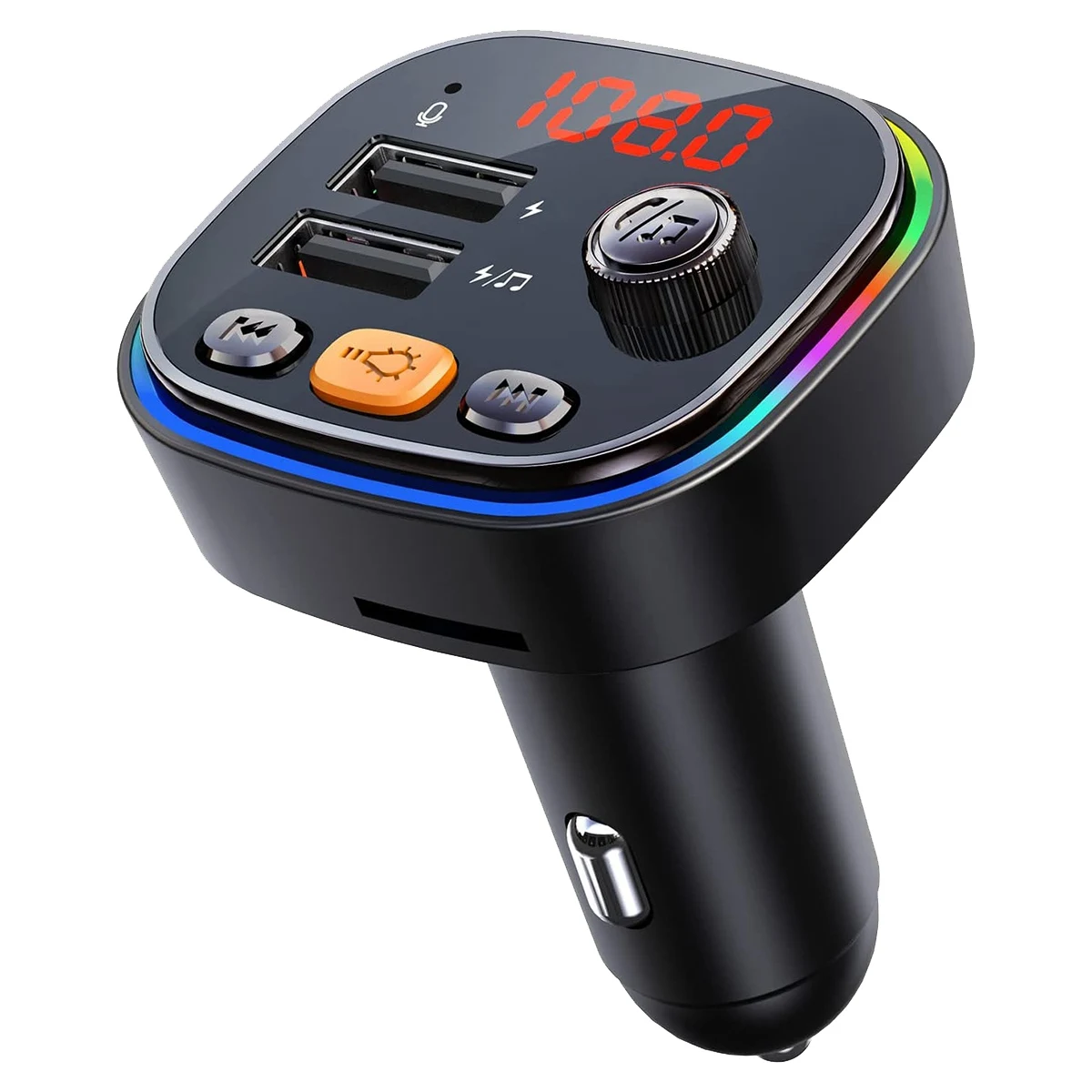 

Автомобильный Bluetooth FM-передатчик, беспроводной радиоадаптер с микрофоном и 2 USB-портами для зарядки, универсальное зарядное устройство, музыкальный mp3-плеер