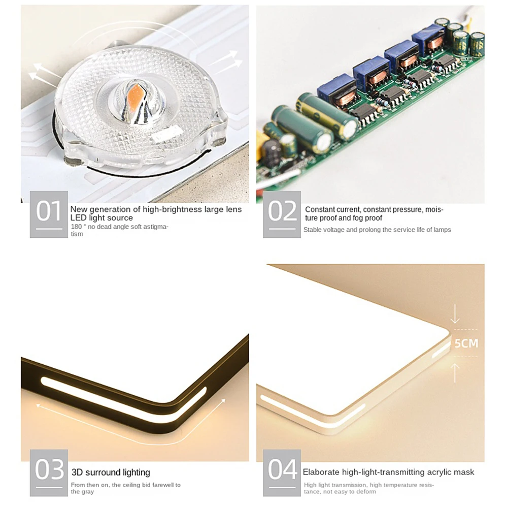 Modern Iron Led Ceiling Light Black Acrylic Living Room Bluetooth Chandelier Ultra Thin Remote Control Sensor Led Ceiling Lamps